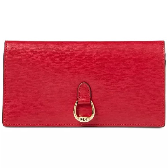 Lauren Ralph Lauren Bennington RLL Red Leather Slim Wallet